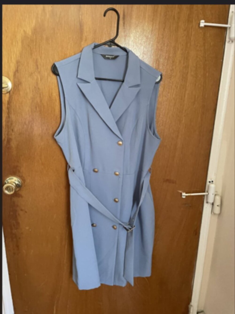 Allegra K Womens Blazer Dress Sleeveless Button Down Business Work Dress